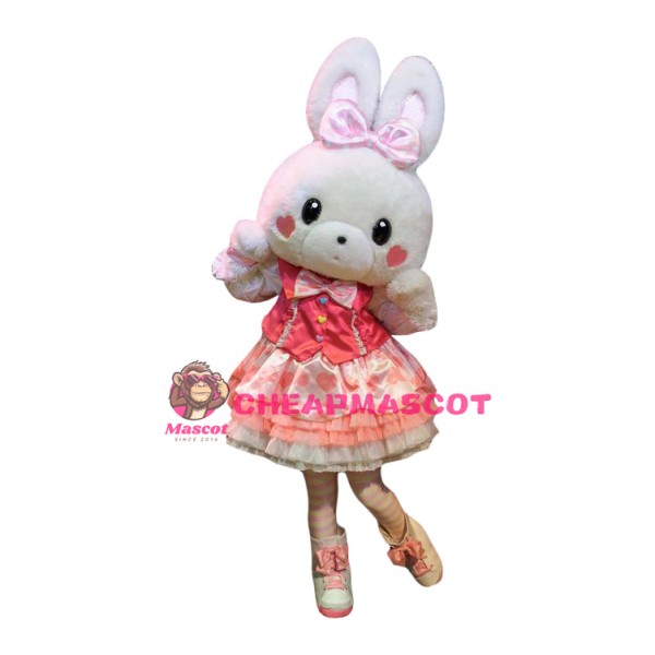 Lovely Lightweight Rabbit Mascot Costume With Pink Dress