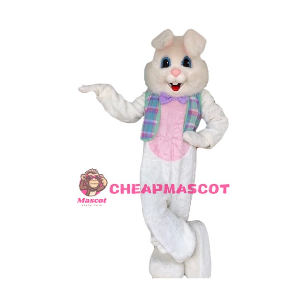 Friendly White Rabbit Bunny Mascot Costume