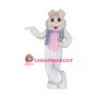 Friendly White Rabbit Bunny Mascot Costume