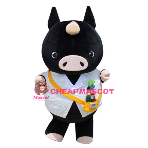 Superb Black Pig Mascot Costume