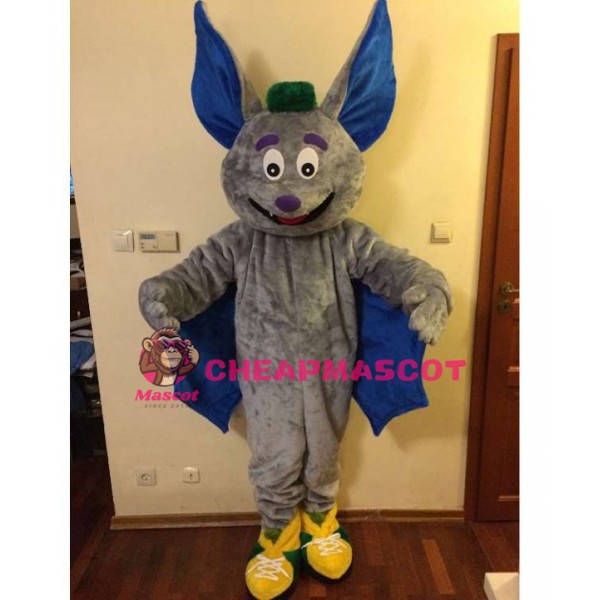 Happy Grey Bat Mascot Costume