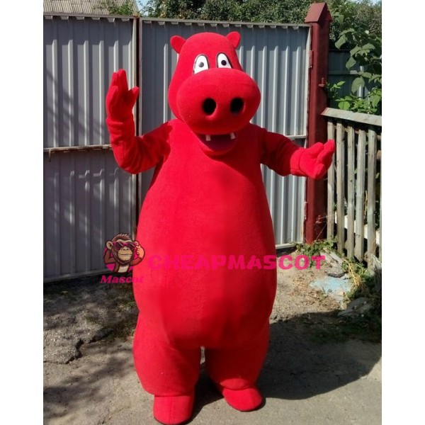 Lovely Red Hippo Mascot Costume