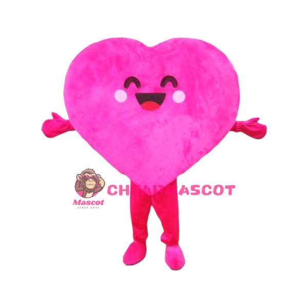 Happy Lightweight Pink Heart Mascot Costume