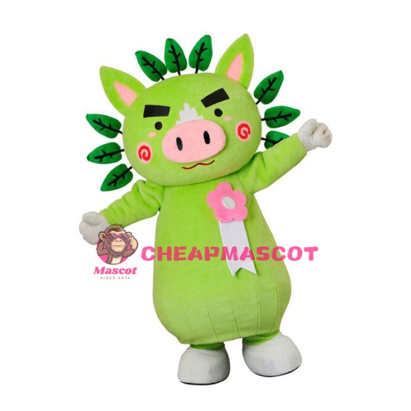 Cute Green Pig Mascot Costume