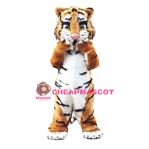 Friendly Realistic Tiger Mascot Costume