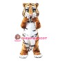 Friendly Realistic Tiger Mascot Costume