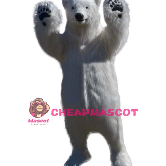 Happy Realistic Polar Bear Mascot Costume