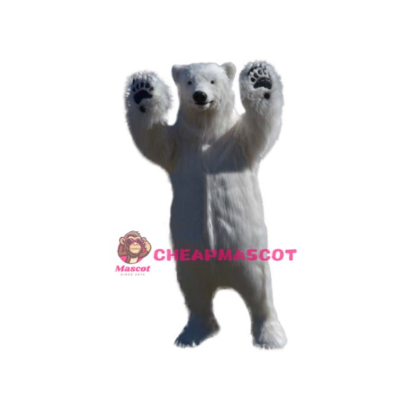 Happy Realistic Polar Bear Mascot Costume