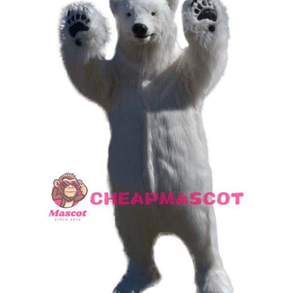 Happy Realistic Polar Bear Mascot Costume
