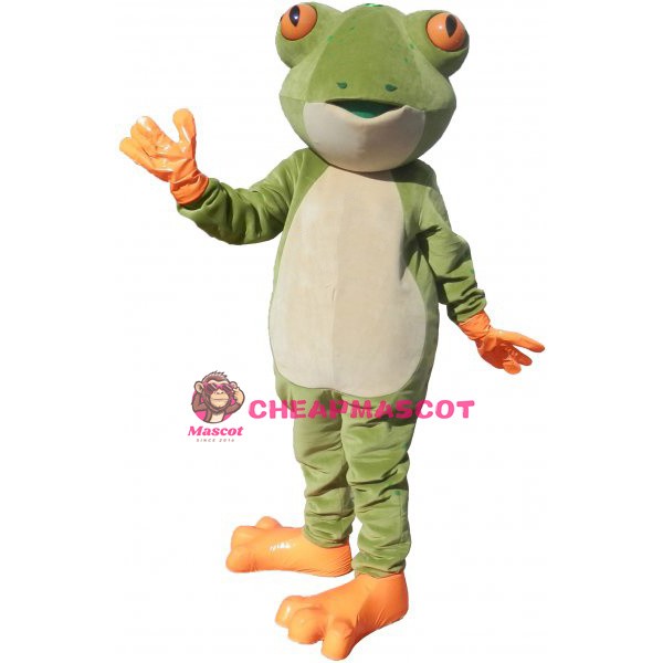 Friendly Realistic Green Frog Mascot Costume