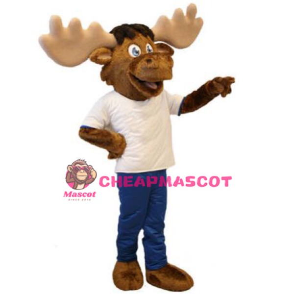 Friendly Ligweight Moose Mascot Costume
