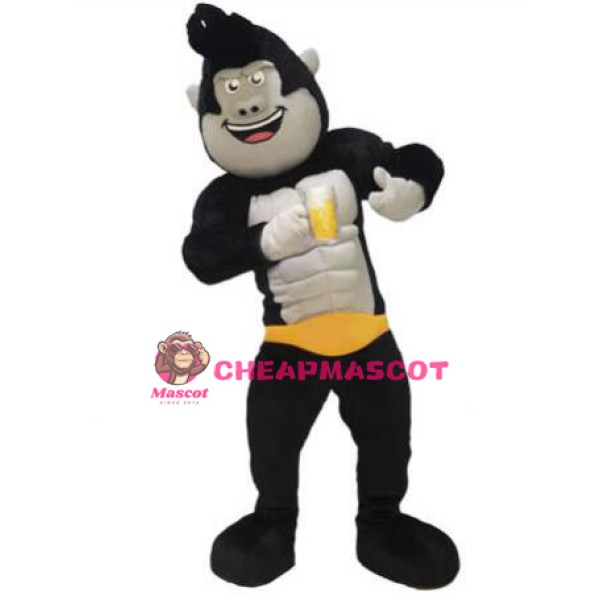Friendly Black Orangutan Mascot Costume