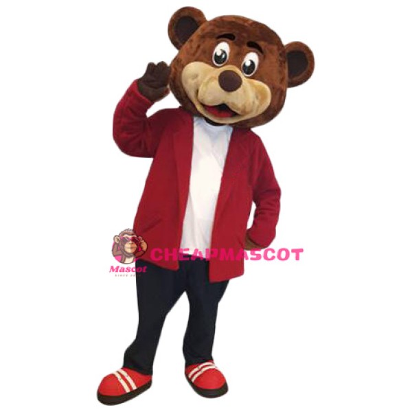 Happy Lightweight Brown Bear Mascot Costume