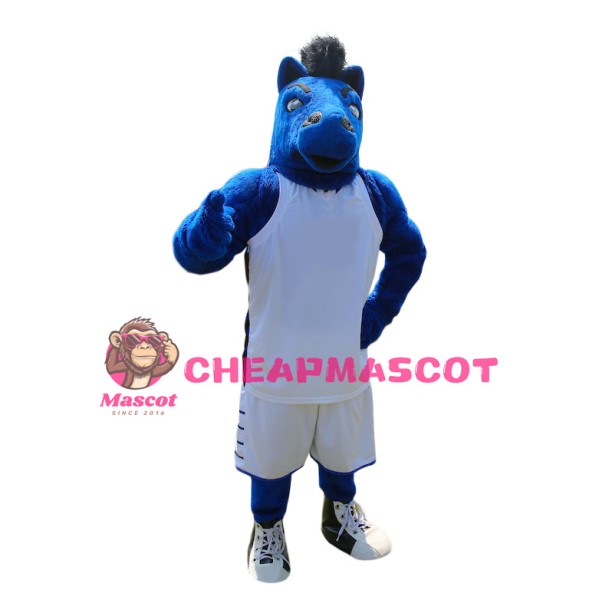 Power Sport Blue Horse Mascot Costume