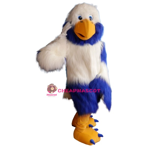 Friendly White & Blue Eagle Mascot Costume