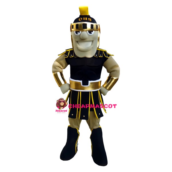 Friendly Lightweight Black Spartan Mascot Costume