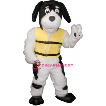Lovely White & Black Dog Mascot Costume