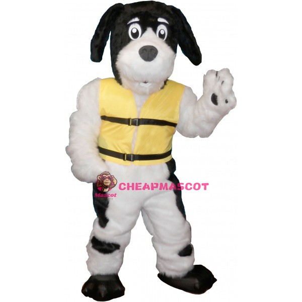 Lovely White & Black Dog Mascot Costume