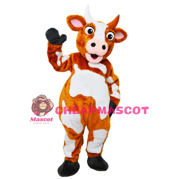 Friendly Yellow Cow Mascot Costume