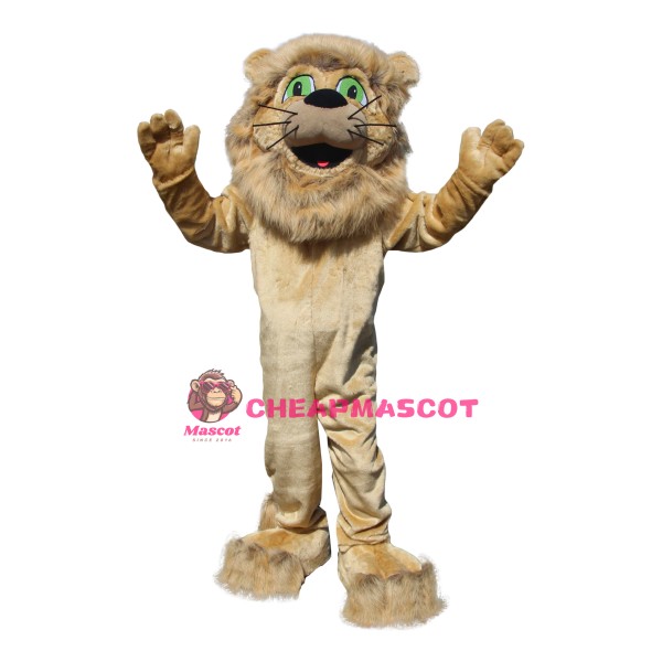 Friendly Realistic Lion Mascot Costume