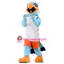 Friendly Blue Hawk Mascot Costume