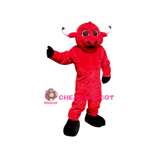 Friendly Red Bull Mascot Costume