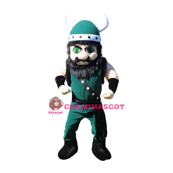Green Suit Viking Mascot Costume