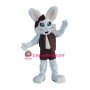 Friendly White Bunny Mascot Costume