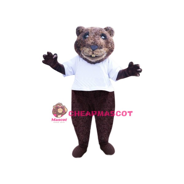 Happy Realistic Beaver Mascot Costume