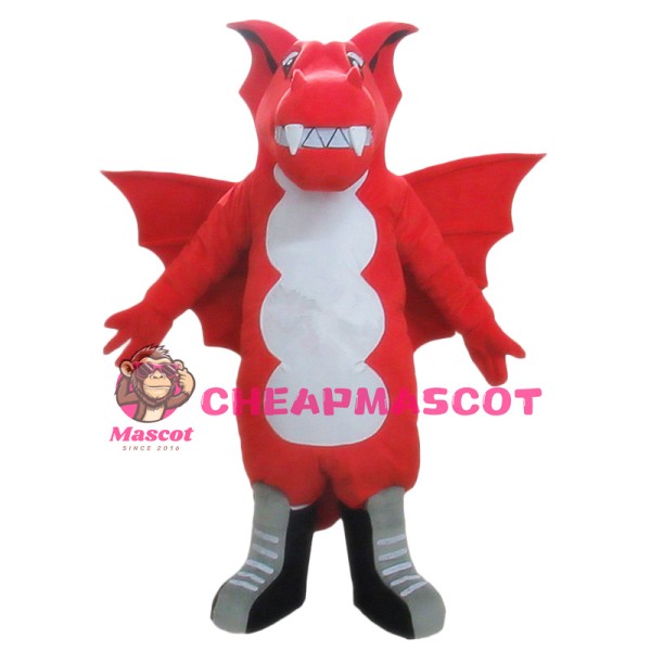 Friendly Realistic Red Dragon Mascot Costume
