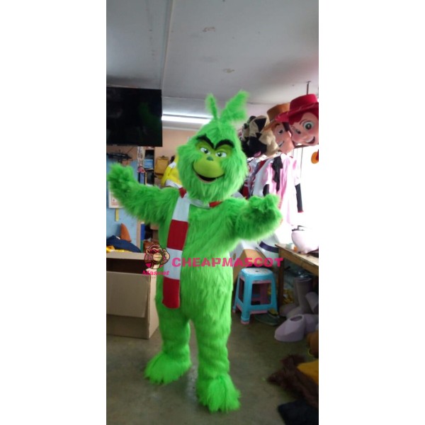 Friendly Realistic Grinch Mascot Costume
