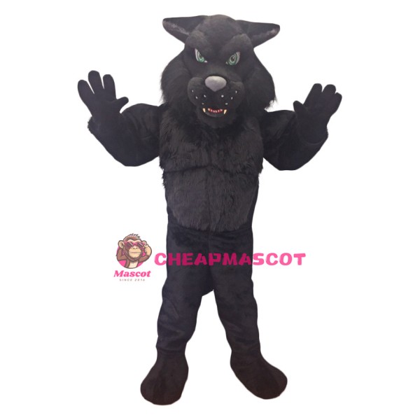 Fierce Black Wildcat Mascot Costume
