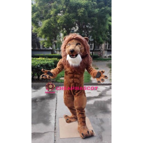 Realistic Power Muscular Lion Mascot Costume