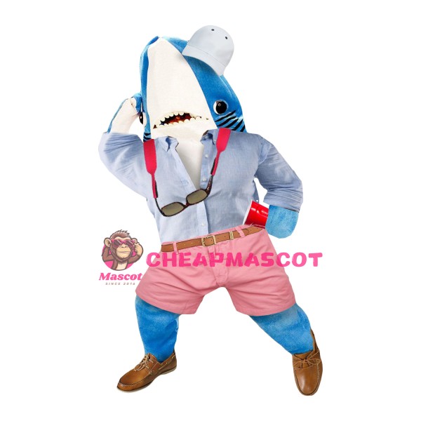 Realistic Blue Shark Mascot Costume
