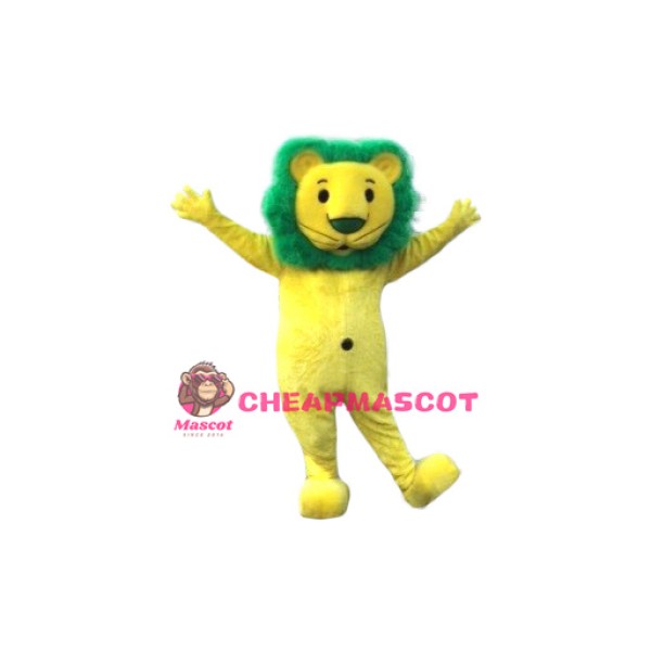 Yellow & Green Lion Mascot Costume