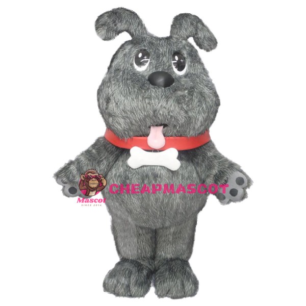 Lovely Plush Grey Dog Mascot Costume