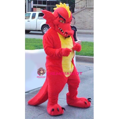 Fierce Realistic Red Dragon Mascot Costume