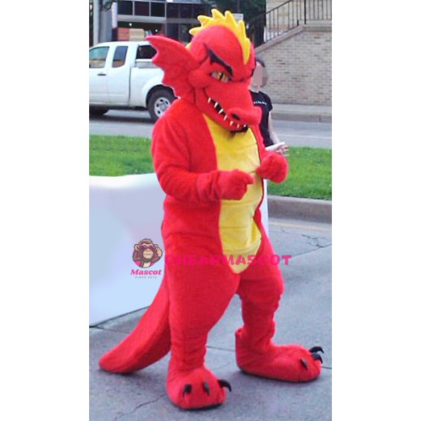 Fierce Realistic Red Dragon Mascot Costume