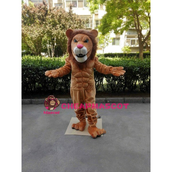 Affordable Power Muscular Lion Mascot Costume