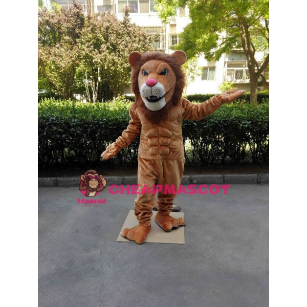 Affordable Power Muscular Lion Mascot Costume