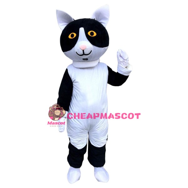 Affordable Black White Cat Mascot Costume