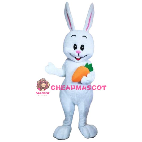 Happy Lightweight White Easter Bunny Mascot Costume