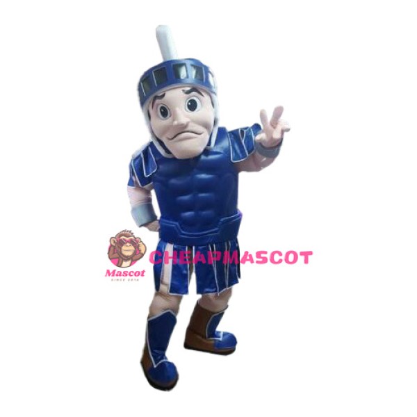 Friendly Lightweight Blue Spartan Trojan Knight Mascot Costume