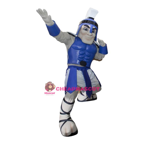 Power Blue Spartan Trojan Knight Mascot Costume