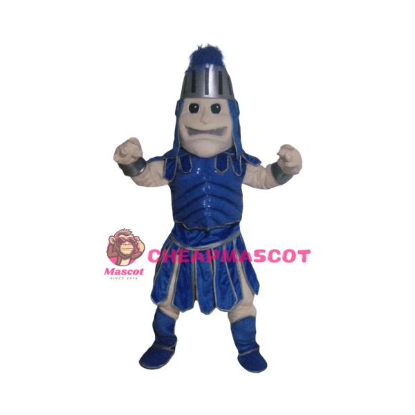 Friendly Blue Spartan Trojan Knight Mascot Costume