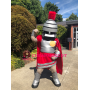 Silver & Red Spartan Trojan Knight Mascot Costume