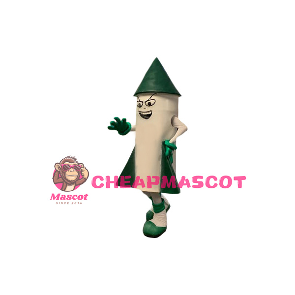 White & Green Rocket Mascot Costume