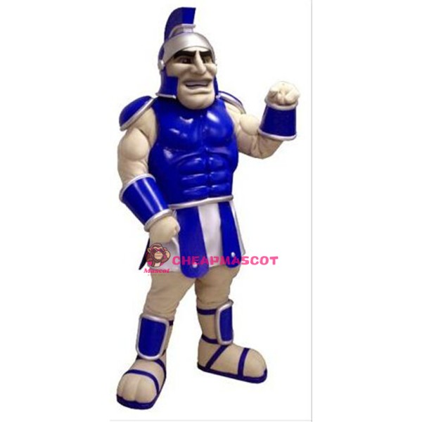 Blue Spartan Warrior Mascot Costume