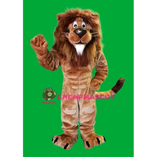 Friendly Muscular Lion Mascot Costume