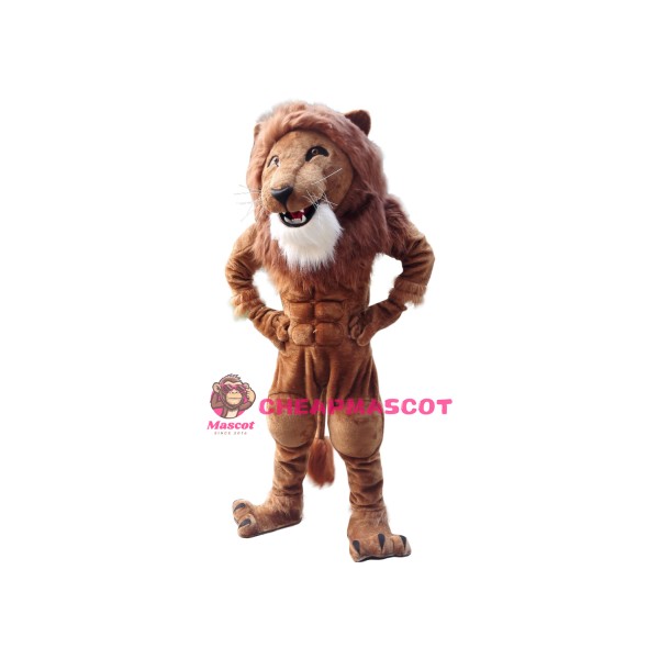 Strong Muscle Lion Mascot Costume